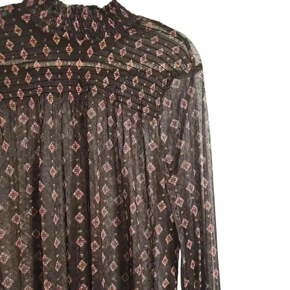 Maurices Sheer Mock Neck Blouse Women's Sz. LARGE  Floral Boho - Picture 5 of 6